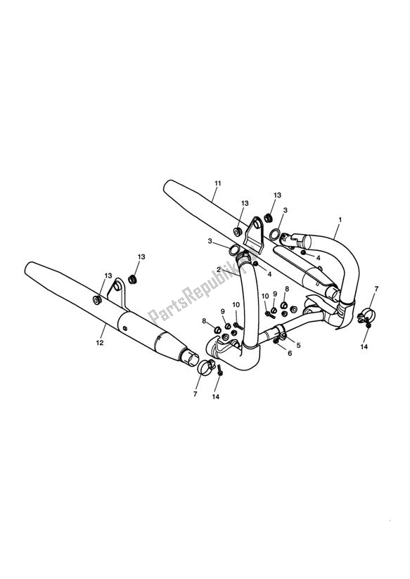 All parts for the Exhaust System 281466-f2 / 279279-f4 > of the Triumph America Carburettor 790 2002 - 2007